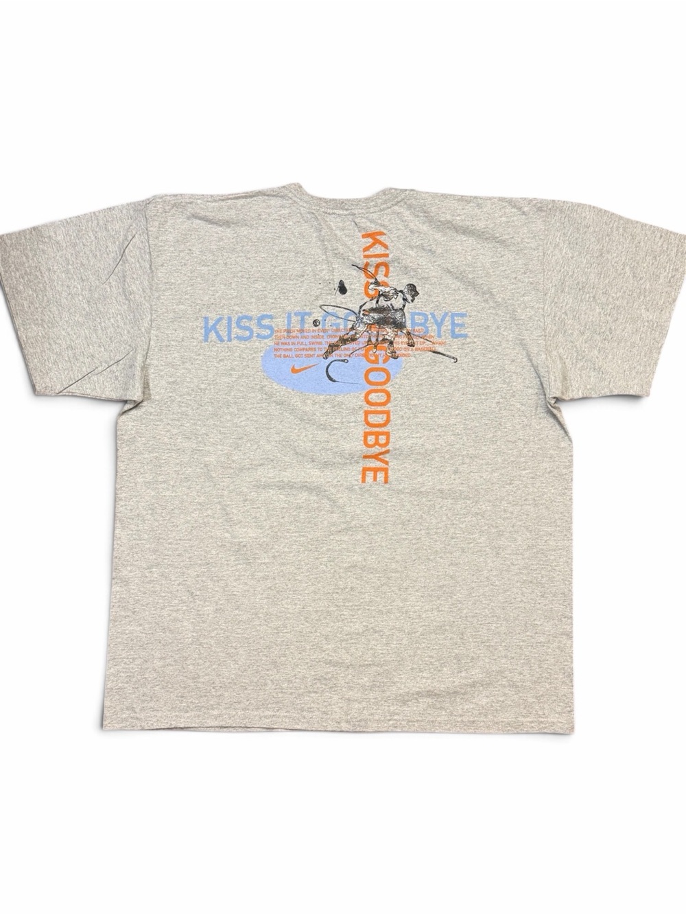 Y2k Nike Heather Gray Short Sleeve “Kiss It Goodbye” Baseball Graphic Tee EUC